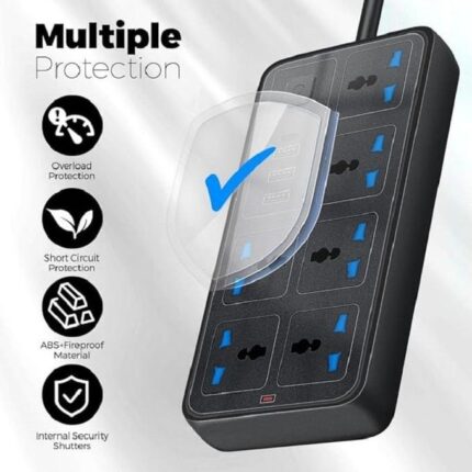 Electricity Joint & Connector (6 AC Ports + 3 USB Ports + 1 Type-C)(634) is designed for modern homes and offices, ensuring you have enough power outlets for all your devices while maintaining safety and convenience.