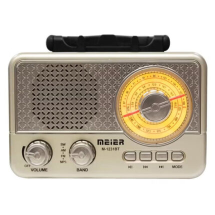 Meier Rechargeable Radio With Wireless Connection/MP3-PT Player /USB/TF Card/AUX(M-1231BT (Brown))