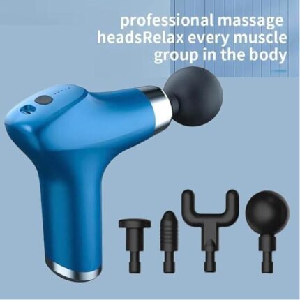 Cordless Rechargeable Compact Massage Gun /4 Heads /3 Speeds (CY-001(Blue))