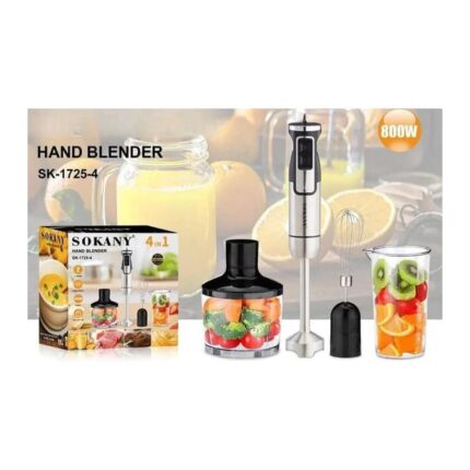 Sokany 4 In 1 Stainless Hand Blender-2 Speed/800 W(SK-1725-4)
