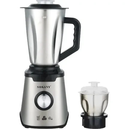 Sokany SK-189 Blender, 1000 Watt, 1.5 Liter, Grinder, 2 Speeds - Black Silver